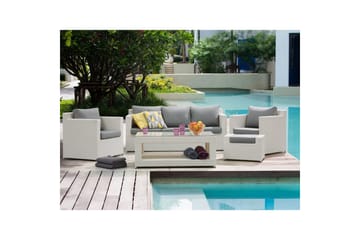 Loungegrupp med bord Beliani Roma White||Grey - Hagemøbler - Loungemøbler - Sofagruppe utendørs