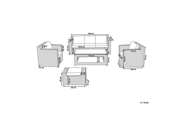 Loungegrupp med bord Beliani Roma White||Grey - Hagemøbler - Loungemøbler - Sofagruppe utendørs