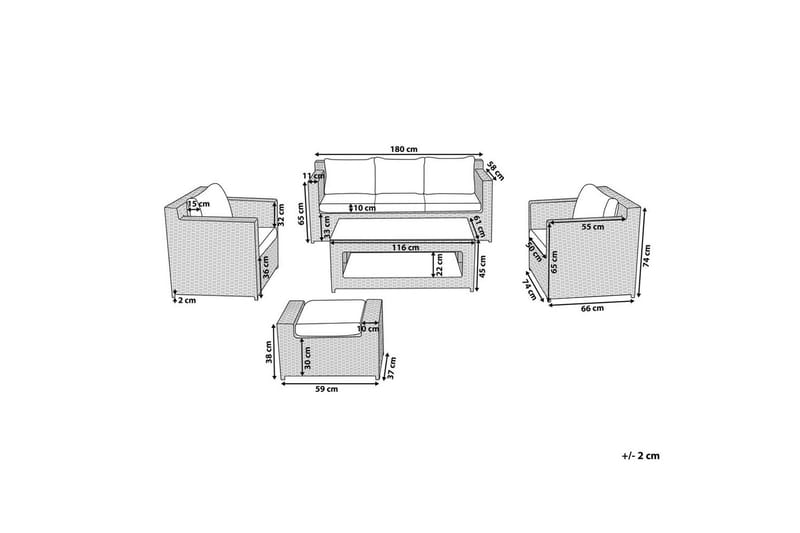 Loungegrupp med bord Beliani Roma White||Grey - Hagemøbler - Loungemøbler - Sofagruppe utendørs