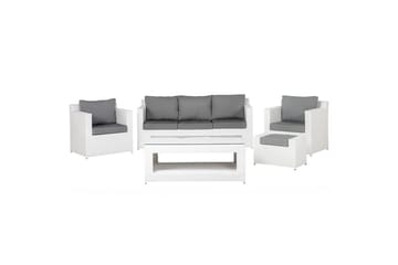 Loungegrupp med bord Beliani Roma White||Grey - Hagemøbler - Loungemøbler - Sofagruppe utendørs