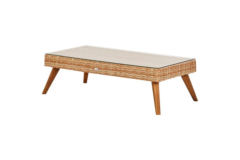 Loungegrupp med bord Beliani Vittoria Beige/grönt/mörkt trä, 5-Sits Beige||White||Light wood - Hagemøbler - Loungemøbler - Sofagruppe utendørs