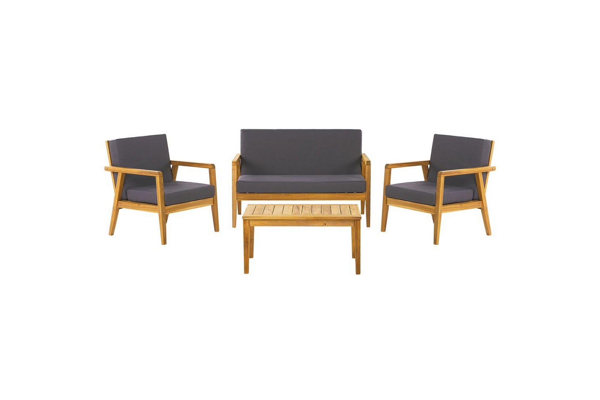 Loungegrupp med bord Beliani Pallano Light wood\|\|Grey -