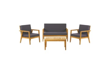 Loungegrupp med bord Beliani Pallano Light wood||Grey - Hagemøbler - Loungemøbler - Sofagruppe utendørs
