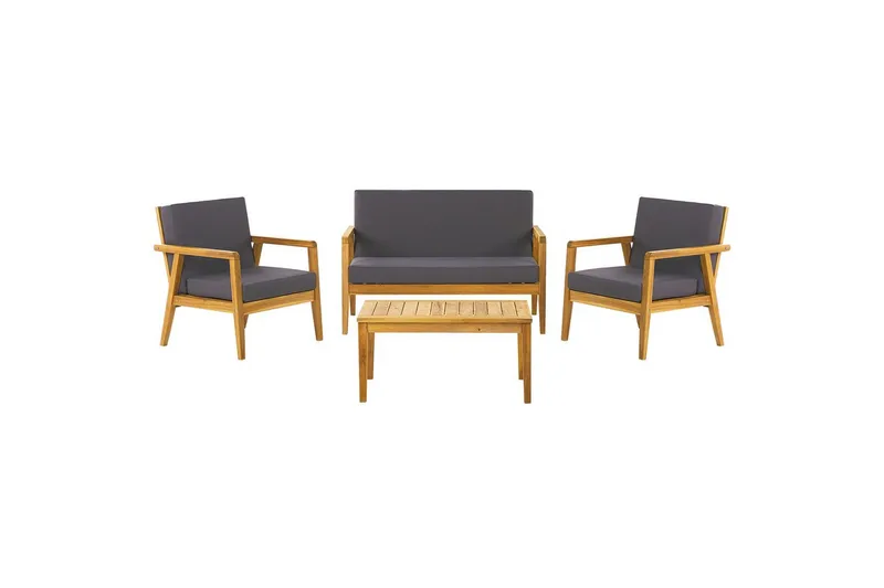 Loungegrupp med bord Beliani Pallano Light wood||Grey, undefined