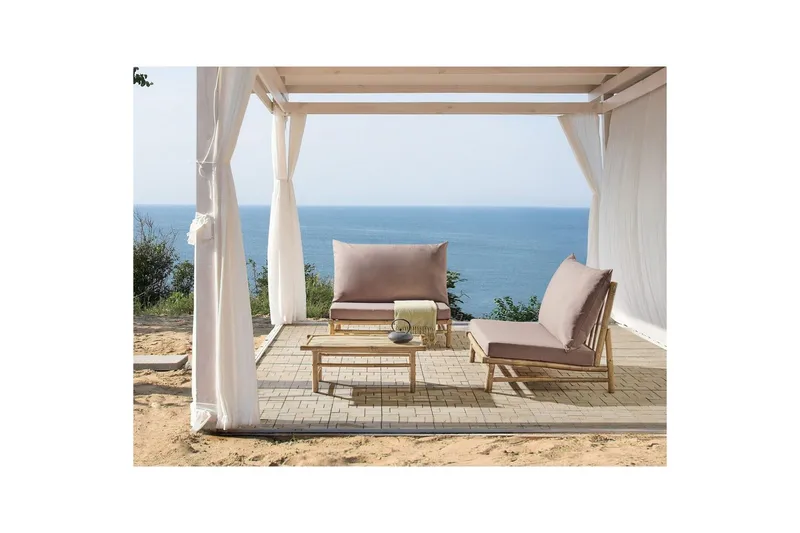 Loungeset Beliani Todi Ljus trä/Taupe Light wood||Taupe - Hagemøbler - Loungemøbler - Sofagruppe utendørs