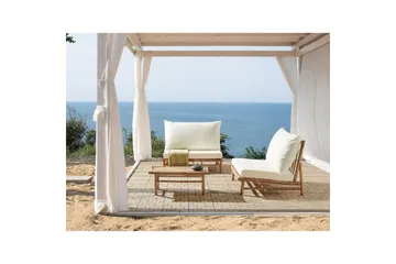 Loungeset Beliani Todi Ljus trä/Taupe Light wood||White - Hagemøbler - Loungemøbler - Sofagruppe utendørs