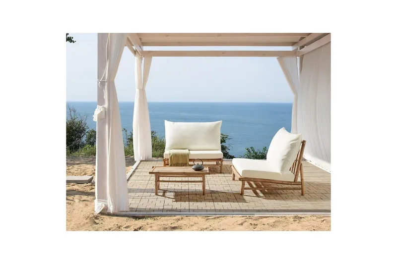 Loungeset Beliani Todi Ljus trä/Taupe Light wood||White - Hagemøbler - Loungemøbler - Sofagruppe utendørs