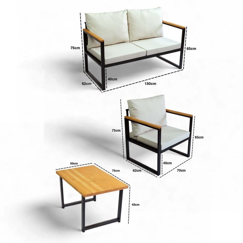 Luvin 3-seters Sofagruppe Utendørs - Beige - Hage - Utemiljø - Veranda & terrasse - Verandamøbler