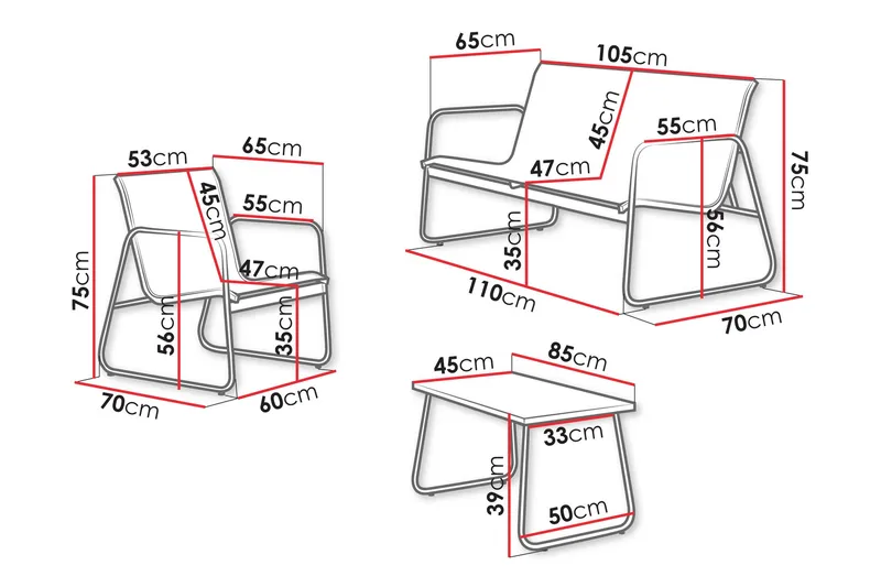 Maplewyn Loungegruppe Utendørs - Grå - Hage - Utemiljø - Veranda & terrasse - Verandamøbler