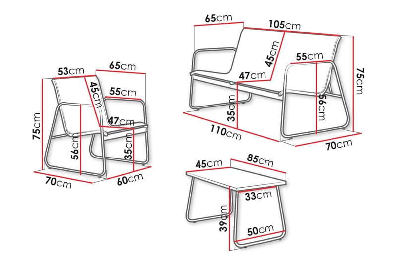 Maplewyn Loungegruppe Utendørs - Grå - Hage - Utemiljø - Veranda & terrasse - Verandamøbler