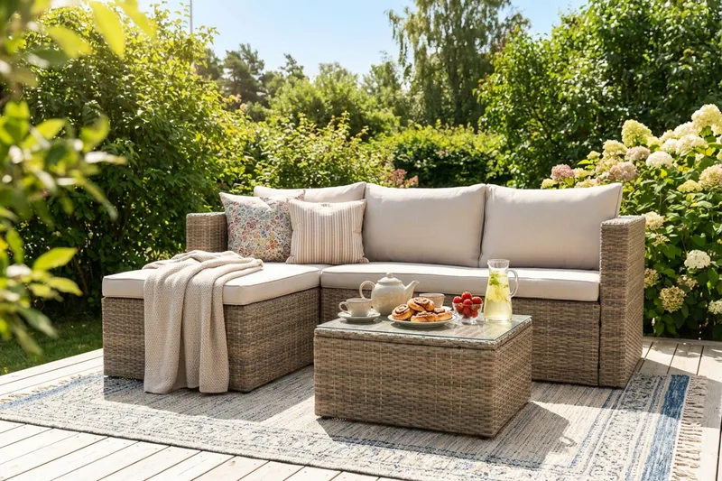 Mendoza 4-seters Sofagruppe - Brun / Beige puter - Hage - Utemiljø - Veranda & terrasse - Verandamøbler