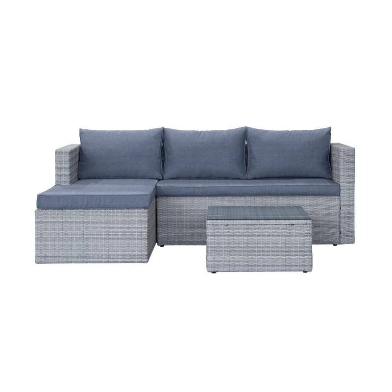 Mendoza 4-seters Sofagruppe - Grå / Blå puter - Hage - Utemiljø - Veranda & terrasse - Verandamøbler