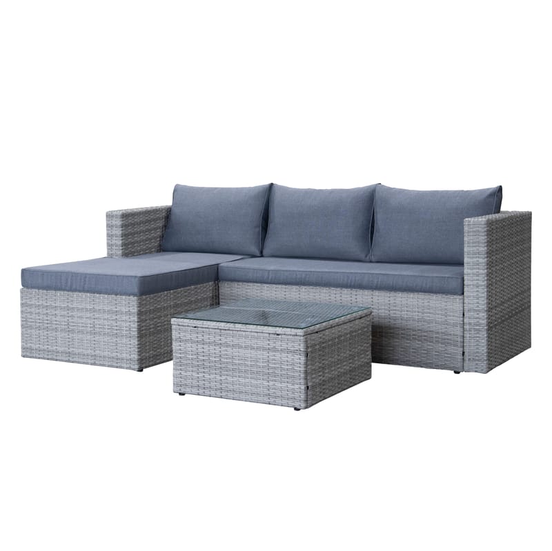 Mendoza 4-seters Sofagruppe - Grå / Blå puter - Hage - Utemiljø - Veranda & terrasse - Verandamøbler