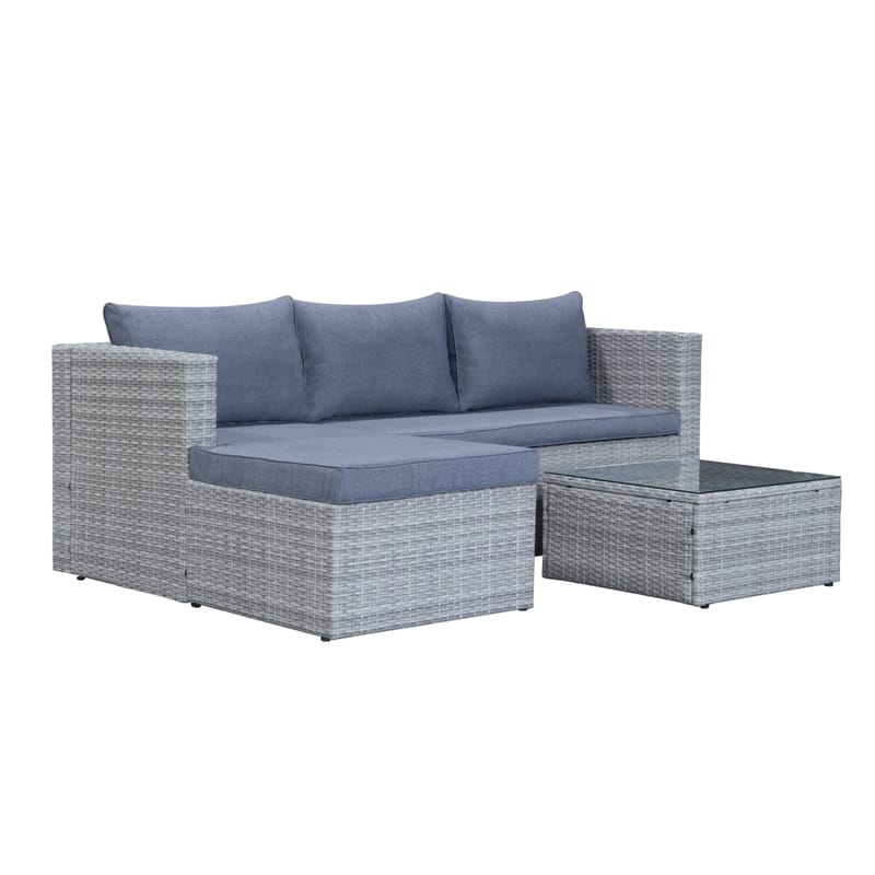 Mendoza 4-seters Sofagruppe - Grå / Blå puter - Hage - Utemiljø - Veranda & terrasse - Verandamøbler