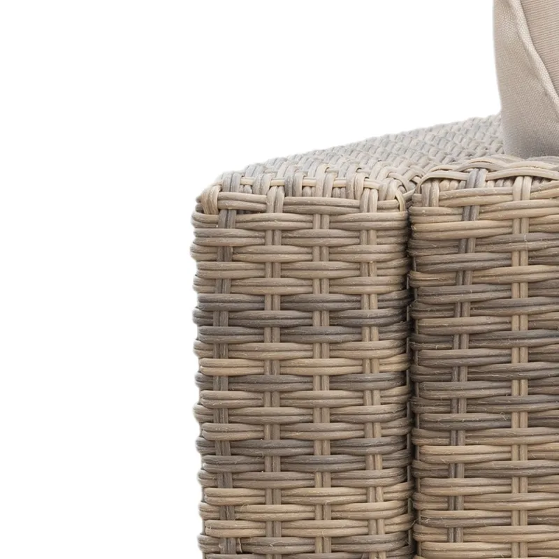 Mendoza l-formet 4-seters sofagruppe i kunstrotting for altan og terrasse - Brun / beige puter - Hage - Utemiljø - Veranda & terrasse - Verandamøbler