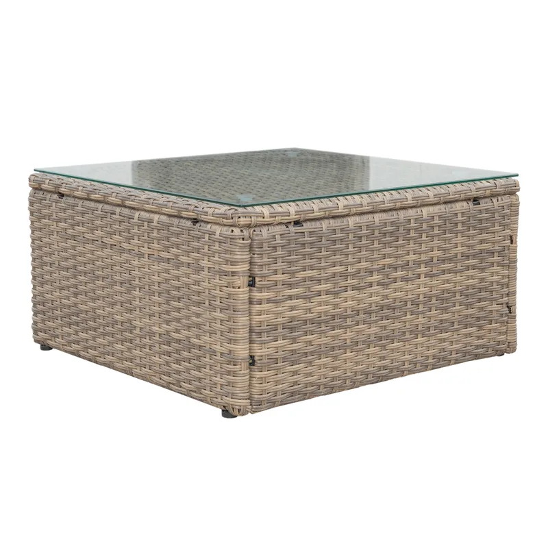 Mendoza l-formet 4-seters sofagruppe i kunstrotting for altan og terrasse - Brun / beige puter - Hage - Utemiljø - Veranda & terrasse - Verandamøbler