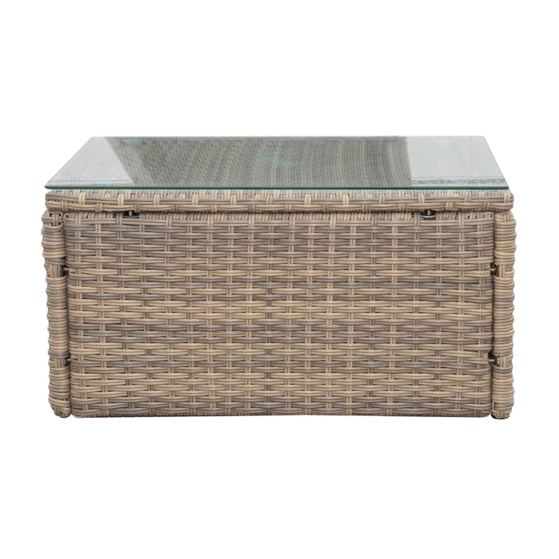 Mendoza l-formet 4-seters sofagruppe i kunstrotting for altan og terrasse - Brun / beige puter - Hage - Utemiljø - Veranda & terrasse - Verandamøbler