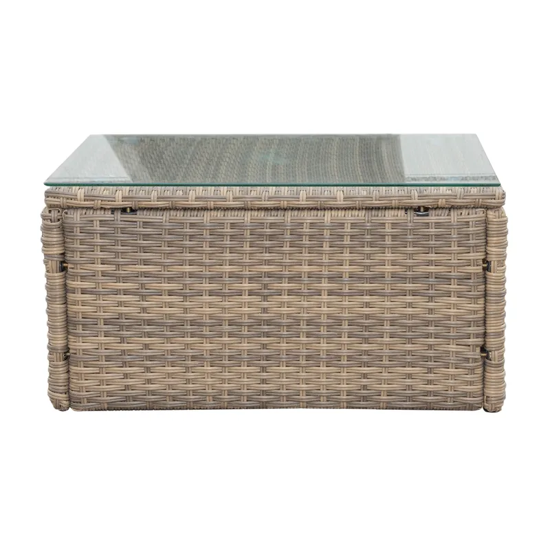 Mendoza l-formet 4-seters sofagruppe i kunstrotting for altan og terrasse - Brun / beige puter - Hage - Utemiljø - Veranda & terrasse - Verandamøbler