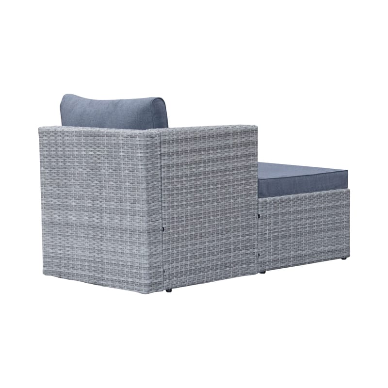 Mendoza l-formet 4-seters sofagruppe i kunstrotting for altan og terrasse - Grå / blå puter - Hage - Utemiljø - Veranda & terrasse - Verandamøbler