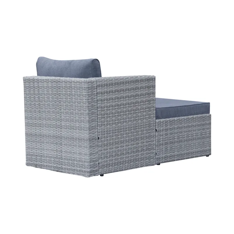 Mendoza l-formet 4-seters sofagruppe i kunstrotting for altan og terrasse - Grå / blå puter - Hage - Utemiljø - Veranda & terrasse - Verandamøbler