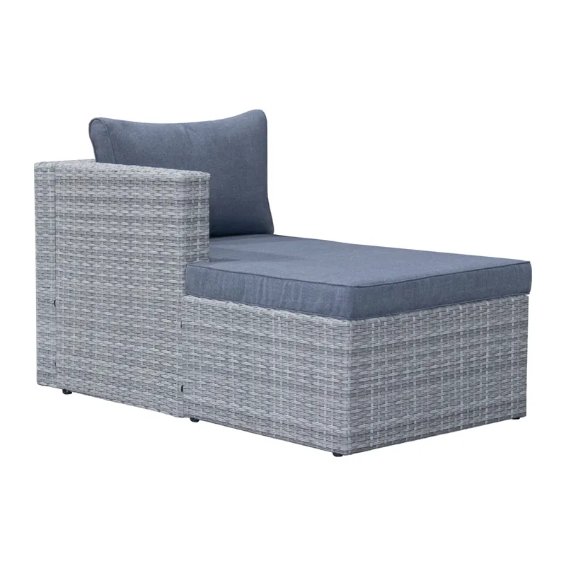 Mendoza l-formet 4-seters sofagruppe i kunstrotting for altan og terrasse - Grå / blå puter - Hage - Utemiljø - Veranda & terrasse - Verandamøbler