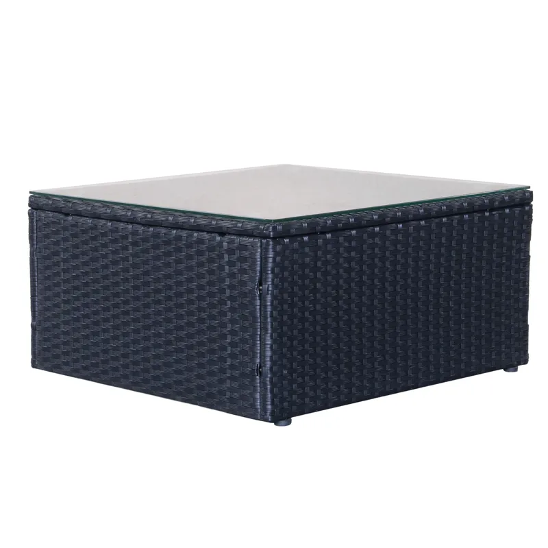 Mendoza l-formet 4-seters sofagruppe i kunstrotting for altan og terrasse - Svart / hvite puter - Hage - Utemiljø - Veranda & terrasse - Verandamøbler