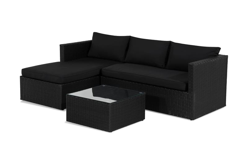 Mendoza Sofagruppe - Svart/Mørkegrå - Verandamøbler - Sofagruppe utendørs - Loungesett