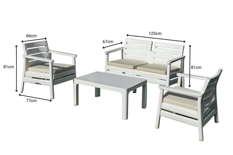Momira Loungegruppe utendørs - Hvit - Hage - Utemiljø - Veranda & terrasse - Verandamøbler