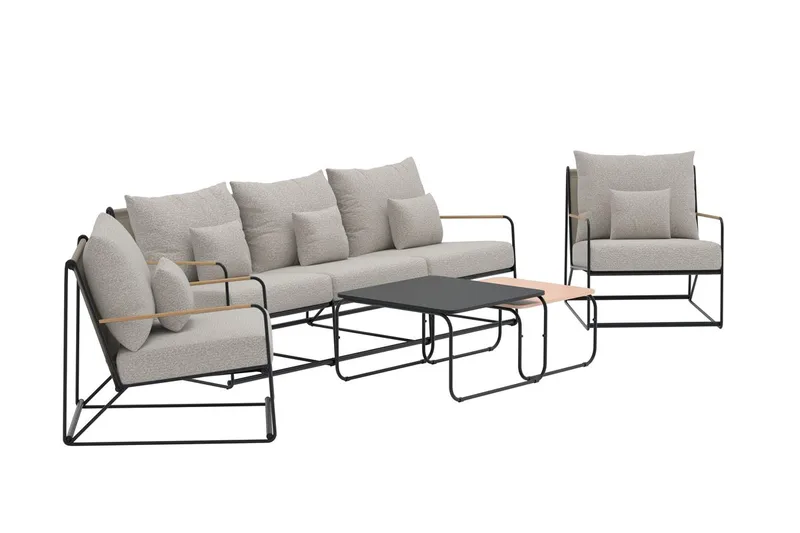 Palazzo sofagruppe 3-seters sofa + 2 lenestoler med bord utendørs - Svart - Hage - Utemiljø - Veranda & terrasse - Verandamøbler