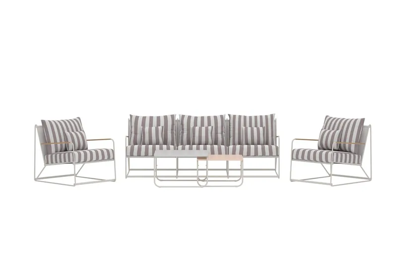 Palazzo sofagruppe 3-seters sofa + 2 lenestoler med bord utendørs - Grå - Hagemøbler - Loungemøbler - Sofagruppe utendørs