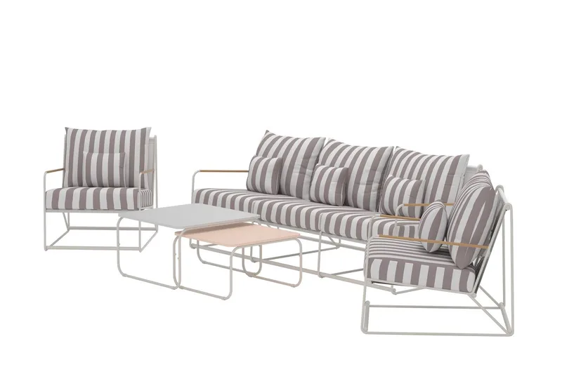 Palazzo sofagruppe 3-seters sofa + 2 lenestoler med bord utendørs - Grå - Hagemøbler - Loungemøbler - Sofagruppe utendørs
