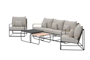 Palazzo sofagruppe 3-seters sofa + 2 lenestoler med bord utendørs - Svart - Hagemøbler - Loungemøbler - Sofagruppe utendørs