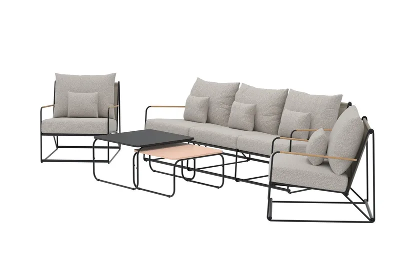 Palazzo sofagruppe 3-seters sofa + 2 lenestoler med bord utendørs - Svart - Hage - Utemiljø - Veranda & terrasse - Verandamøbler