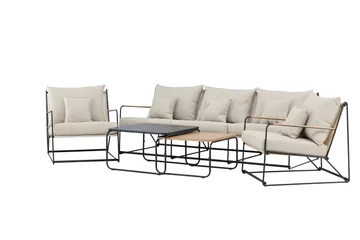 Palazzo Sofagruppe Utendørs 5-seter - Svart/Beige - Hagemøbler - Loungemøbler - Sofagruppe utendørs