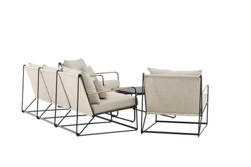 Palazzo Sofagruppe Utendørs 5-seter - Svart/Beige - Hagemøbler - Loungemøbler - Sofagruppe utendørs