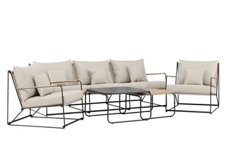 Palazzo Sofagruppe Utendørs 5-seter - Svart/Beige - Hagemøbler - Loungemøbler - Sofagruppe utendørs