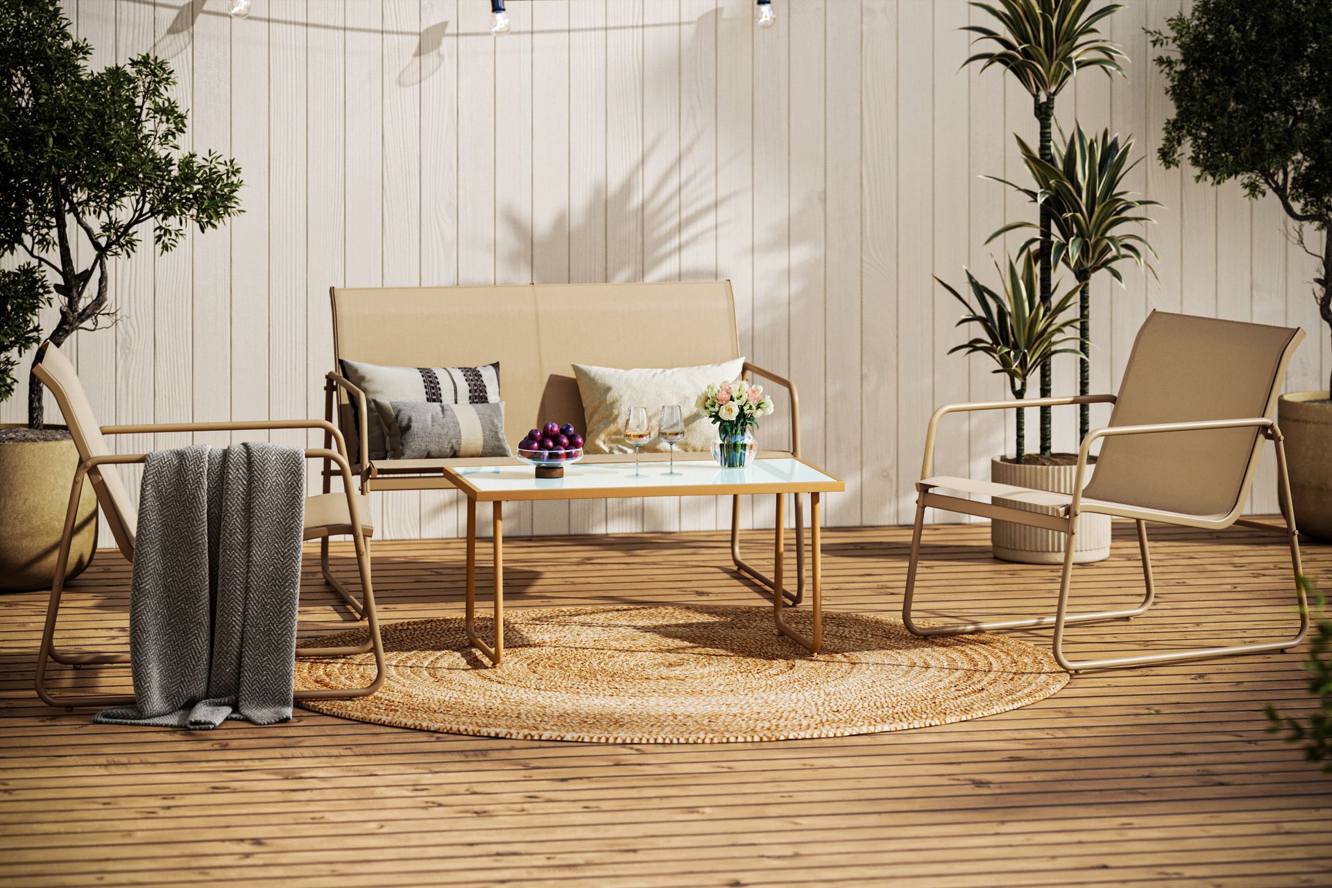 Pelanda Loungegruppe - Beige - Hage - Utemiljø - Veranda & terrasse - Verandamøbler