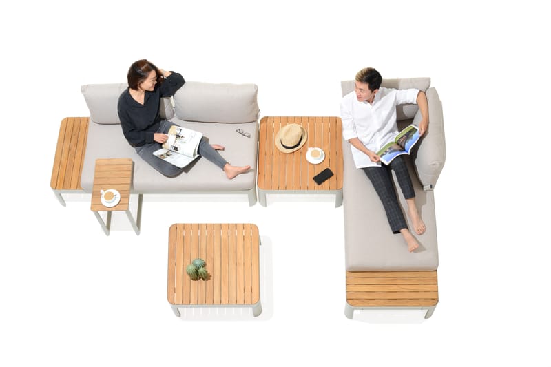 Portals Modulsett 2× 2-seter sofaer + 2× sofabord - Korallsand - Hage - Utemiljø - Veranda & terrasse - Verandamøbler