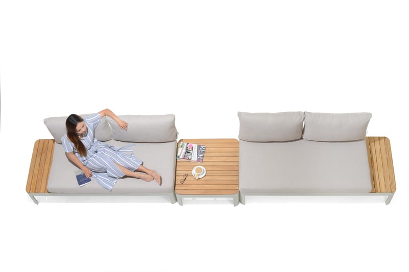 Portals Modulsett 2× 2-seter sofaer + sofabord - Korallsand - Hage - Utemiljø - Veranda & terrasse - Verandamøbler