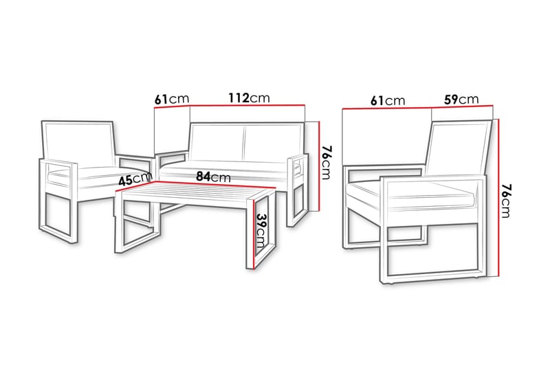 Rosemere Loungegruppe Utendørs - Brun/Svart - Hage - Utemiljø - Veranda & terrasse - Verandamøbler