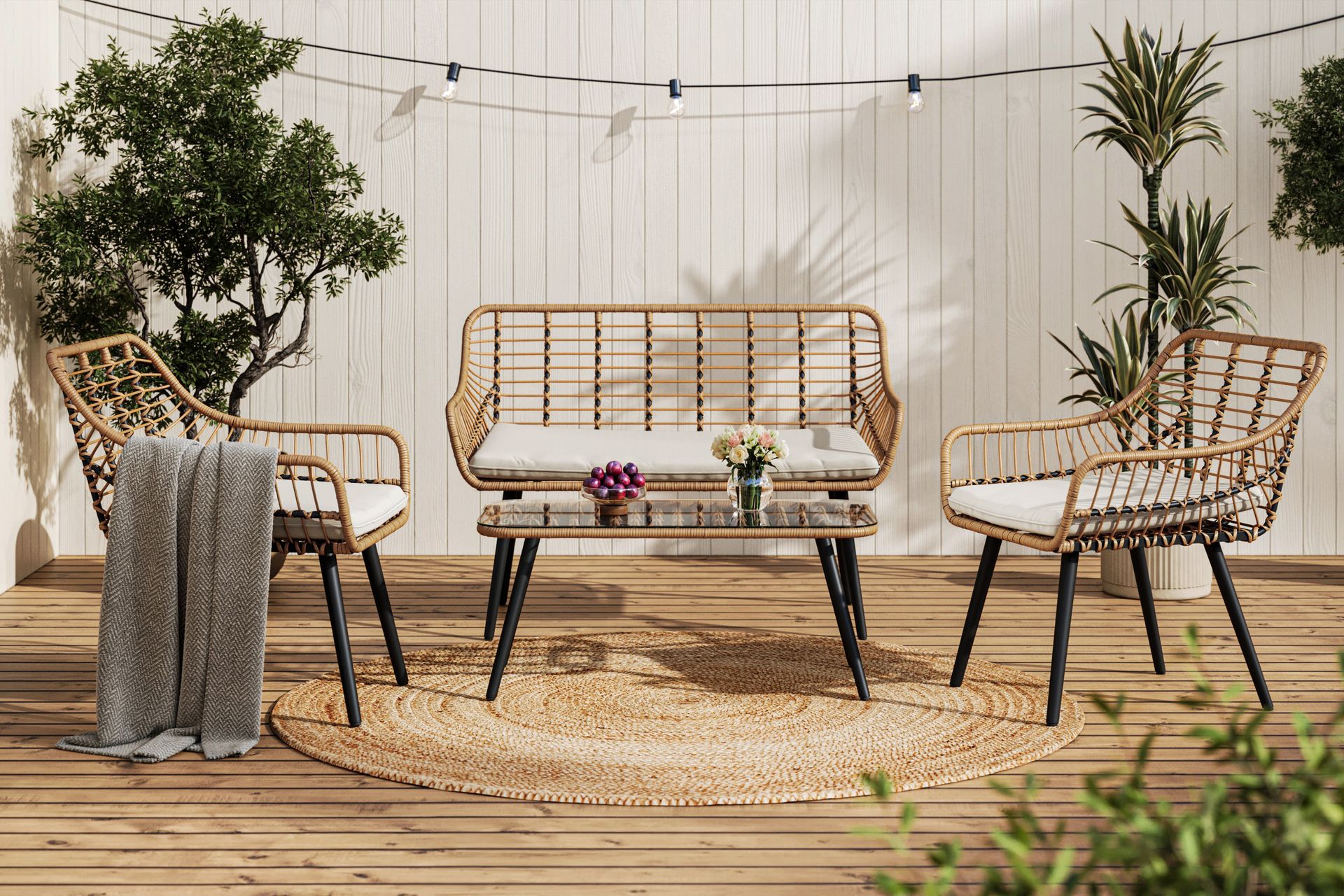 Sammy Sofagruppe 4-seter - Beige - Hage - Utemiljø - Veranda & terrasse - Verandamøbler