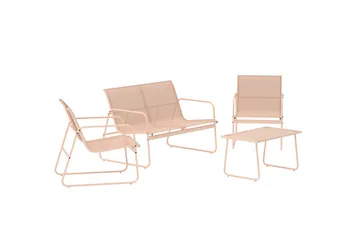 Scopello sofagruppe 2-seters sofa + 2 lenestoler med bord utendørs - Beige - Hagemøbler - Loungemøbler - Sofagruppe utendørs