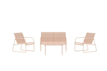 Scopello sofagruppe 2-seters sofa + 2 lenestoler med bord utendørs - Beige - Hagemøbler - Loungemøbler - Sofagruppe utendørs
