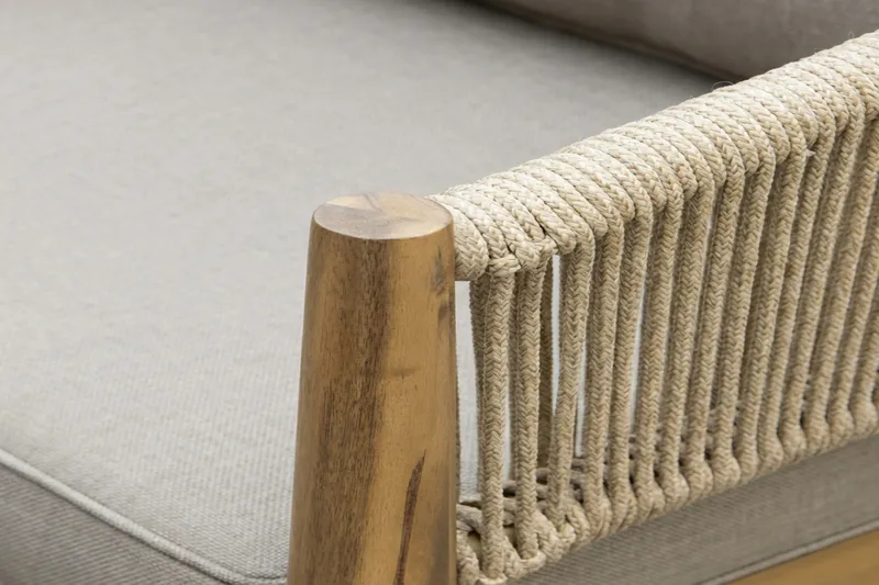 Siana 4-seters loungegruppe i treutseende med repdetaljer - Natur / beige - Hage - Utemiljø - Veranda & terrasse - Verandamøbler