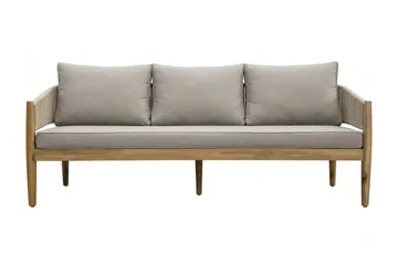 Siana 4-seters loungegruppe i treutseende med repdetaljer - Natur / beige - Hagemøbler - Loungemøbler - Sofagruppe utendørs