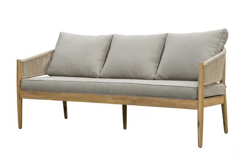 Siana 5-seters loungegruppe i treutseende med repdetaljer - Natur / beige - Hage - Utemiljø - Veranda & terrasse - Verandamøbler