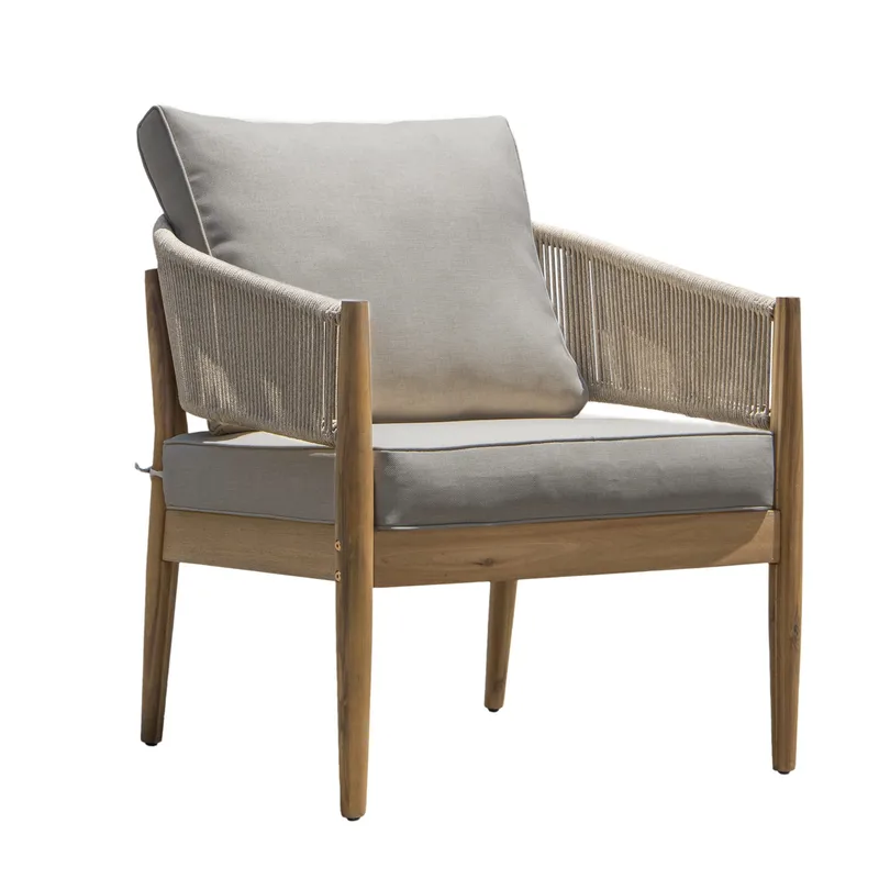 Siana 5-seters loungegruppe i treutseende med repdetaljer - Natur / beige - Hage - Utemiljø - Veranda & terrasse - Verandamøbler