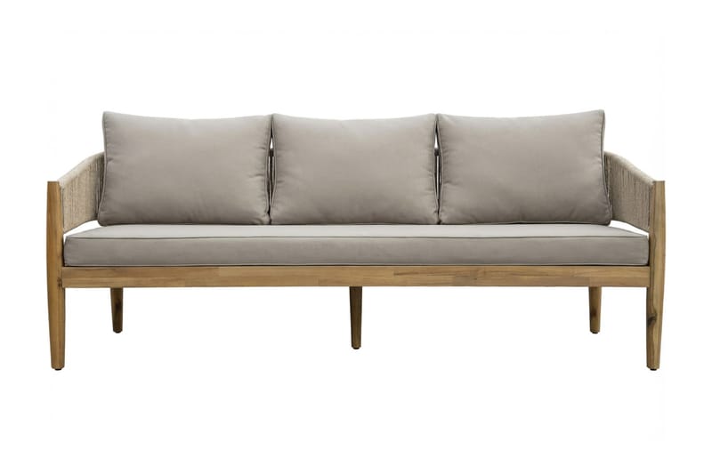 Siana 5-seters loungegruppe i treutseende med repdetaljer - Natur / beige - Hage - Utemiljø - Veranda & terrasse - Verandamøbler