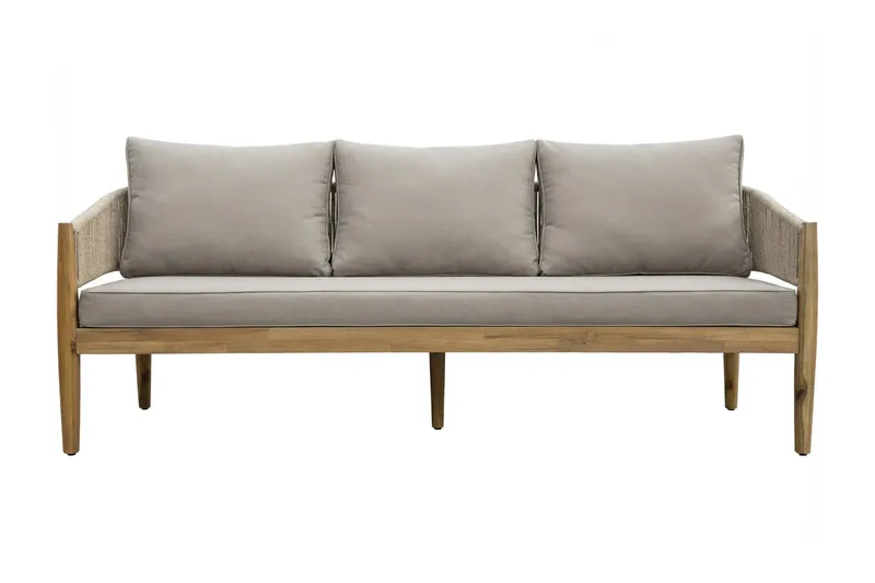 Siana 5-seters loungegruppe i treutseende med repdetaljer - Natur / beige - Hage - Utemiljø - Veranda & terrasse - Verandamøbler