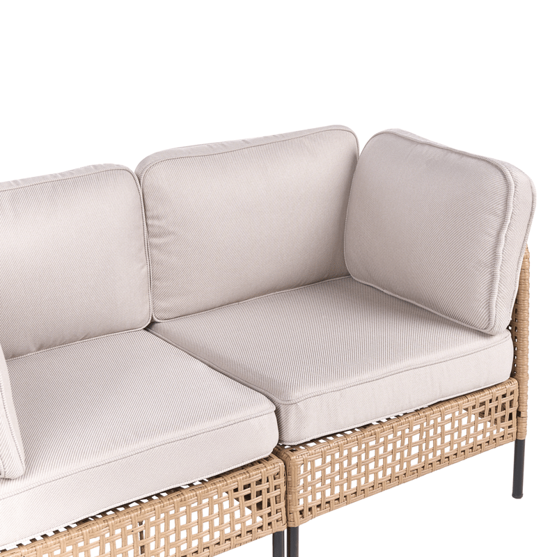 Sofa utendørs med bord 2-seter Omegana kunstrotting - Beige/svart - Hage - Utemiljø - Veranda & terrasse - Verandamøbler